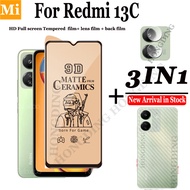 (3 In 1) สำหรับ Redmi 13C กระจกนิรภัยสำหรับ Realme 13C ฟิล์มกระจกนิรภัยป้องกันหน้าจอคลุมทั้งหมด + ฟิล์มเลนส์กล้องถ่ายรูป + ฟิล์มด้านหลัง