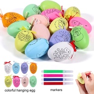 6Pcs set Easter Egg Squishy Painting Art Crafts for Children Kids Early Educational Drawing Toys Party Favor Gitts Eggs