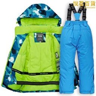 韓國兒童滑雪服套裝女童戶外加厚防水防風男童寶寶滑雪衣褲裝備潮