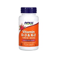 Vitamin D-3 & K-2 (120 Veg Capsules) Now Foods