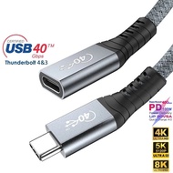 Thunderbolt 4 USB C Extension Cable USB4 Gen3 Extend 40Gbps Data Cable 8K@60Hz PD 5A/100W USB3.2 for MacBook Pro External SSD