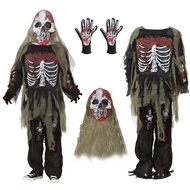 Rough Green Halloween Skeleton Costume - Perfect for Spooky Parties & Zombies