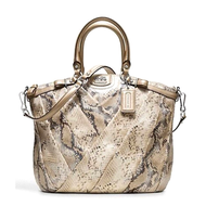 กระเป๋าถือ COACH แท้ รุ่นหรูจาก Shop ทรงสวย หนังแท้ ลายหนังงู มีสายยาว COACH 21314 Madison Diagonal Pleated Exotic Lindsey Python Leather Satchel