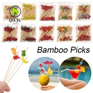 QIUJU Bamboo Pick, Wooden Disposable Cocktail Fork,  Picnic Party Supplies Cocktail Pick Food Cupcak
