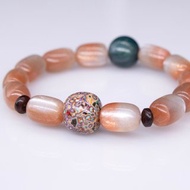 日月同輝 金太陽銀月光共生礦石 +大漆珠手串