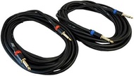 Audio 2000S ADC99100 1/4 Inch TS to 1/4 Inch TS Dual-Pack Speaker Cables, 25 Feet