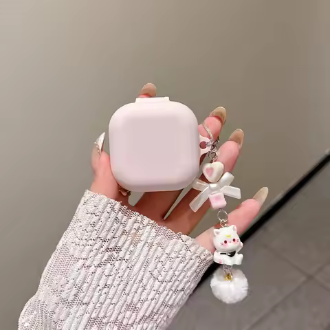 Cute Cat Keyring Silicone Earphone Case For Samsung Galaxy buds4/Galaxy buds4 pro/Buds2PRO/Buds Live