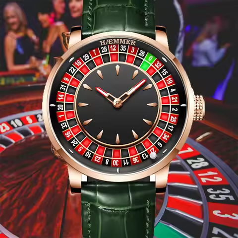 HAEMMER Luxury Men's Mechanical Watch NH35 Men's Roulette Rotary Sapphire Glass Watch Waterproof