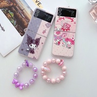 Cute Anime With Chain Casing for Samsung Galaxy Z Flip 7 Z Flip 6 Cartoon PC Pink Samsung Z Flip7 Z 
