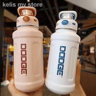 2 litre water bottle ☄❏Dodge Hille Insulated Cup Large Capacity Stainless Steel Water Girls High-Looking Straw Boys Sports Bottle