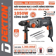 DEKTON DK-RH2603PRO Concrete Drill 1050W Machine Capacity with 3 Functions of Drilling, Hammer, Hamm