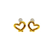 999 Pure Gold Heart Stud Earrings