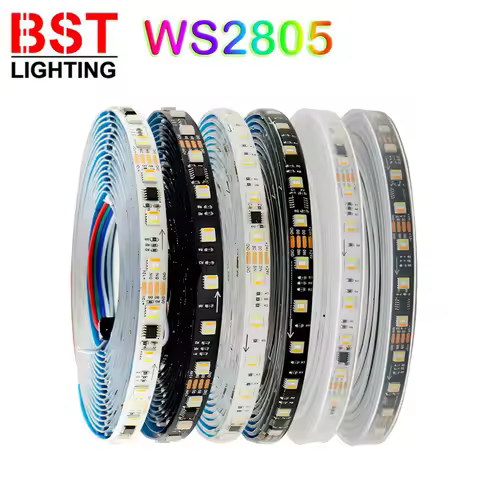 WS2805 Pixels LED Strip Light RGBCCT 5 in 1 Addressable LED Lights Dual Signal Similar WS2811 60Leds