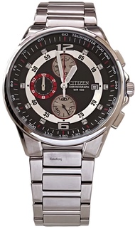 นาฬิกาข้อมือผู้ชาย CITIZEN Quartz Chronograph รุ่น AN3380-53Fหน้าปัดสีดำ ขนาดตัวเรือน 41 มม.ตัวเรือน สาย ตัวเรือน สาย Stainless Steel สีเงิน