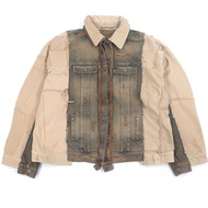 全新未使用 DOLCE & GABBANA 男士超大款拼接牛仔夾克，米色/藍色，44 碼，黑色吊牌，2023春夏款，正品，意大利製造