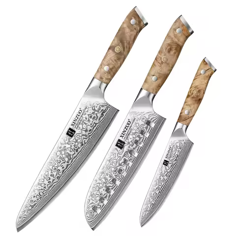 XINZUO 1-3 Piece 67 Layers Damascus Super Steel Kitchen Knife 10Cr15CoMov Core Steel Suitable For Cu