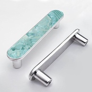 4 Pack Aquamarine Pastel and Teal Agate Pattern Print Cabinet Pull 3-3/4 Inch (96 mm) Center to Cent