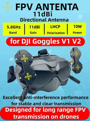 11dBi High Gain LHCP Directional Patch Antenna for DJI FPV Goggles V1/V2 5.8GHz Upgraded Version for