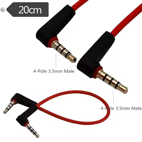Universal Ipod Aux 4 Pole Right Angle 3.5mm Male To Male Ipod Aux Car Audio Aux 3.5mm Stereo Cable 2
