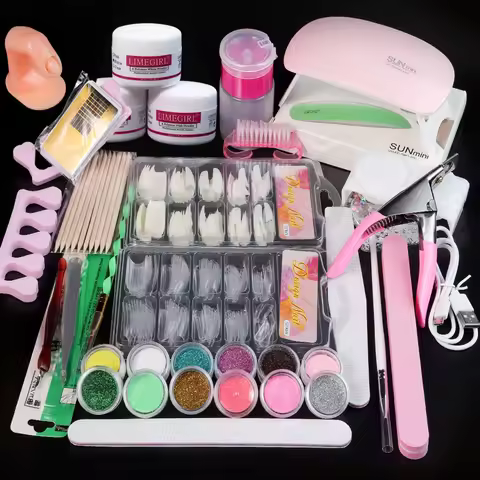 Nail Acrylic Powder and Liquid Monomer Nails Art Decoration For Manicure Set Kit Crystal Nail Glitte