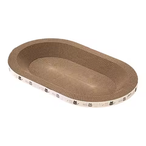 Cat Scratcher Cardboard Cat Scratcher Bed Corrugated Oval Cat Scratch Pad Board Claw Toys for Cats W
