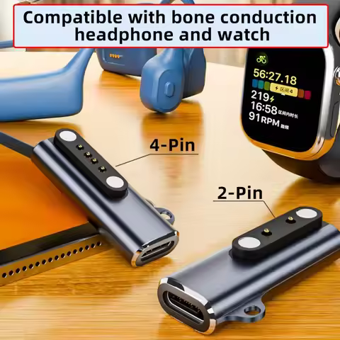 Magnetic Smart Watch Charging Adapter USB Type-C to Pitch 7.62mm with 2-Pin 4-Pin Compatible with Bo