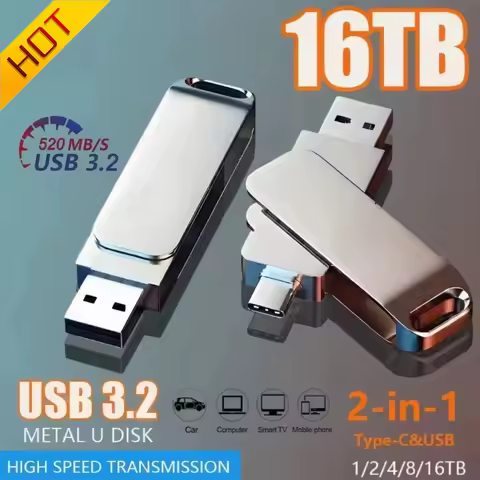 16TB Flash Drive USB 3.2 High Speed USB Transfer Type-C 2-In-1 8TB 2TB OTG Pendrive Waterproof Flash