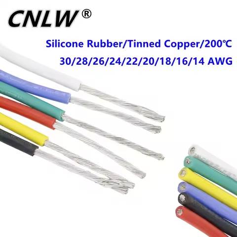 5 Meters Heat-resistant Cable Wire Soft Silicone Wire UL3239 14AWG 16AWG 18AWG 20AWG 22AWG 24AWG 26A