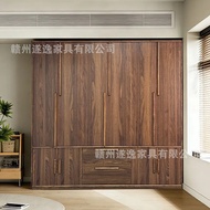 Modern Minimalist Solid Wood Wardrobe Ebony Solid Wood Wardrobe Large Size Large Capacity with Drawe
