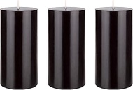 Mega Candles 3 pcs Unscented Black Round Pillar Candle, Hand Poured Premium Wax Inch x 6 Inch, Home 