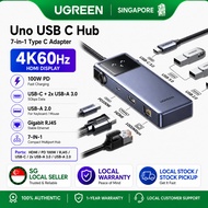 UGREEN Uno USB C Hub, 7-in-1 Type C Adapter with 4K60Hz HDMI Display, 100W Power Delivery, USB C& A 