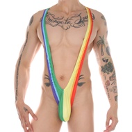 Sexy Jumpsuit Rainbow High Elastic Bodysuit Mens Bikini One-Piece Thong