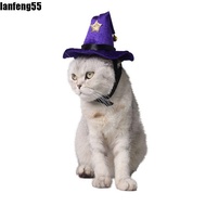 LANFENG Pet Pirate Hat, Adjustable Breathable Cat Wizard Hat, Halloween Dog Headwear Pet Witch Hat S