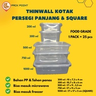 (RETAIL) Thinwall rectangular and square boxes Size 200 ML, 300 ML, 350 ML square 500 ML, 750 ML, an