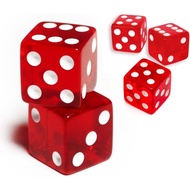 19mm Six-Sided Transparent Dice D6 (Red Square, 5 Pcs)