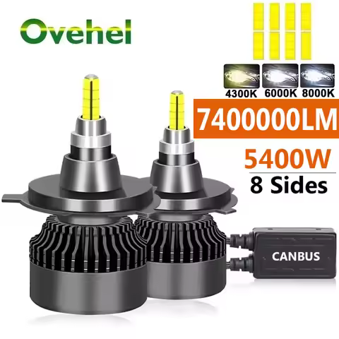 OVEHEL H4 H11 LED 360 7400000LM 5400W Canbus 9012 H7 H1 H3 H8 D1S D2S HB3 9005 HB4 9006 Led Car Head