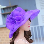Ready Stock Hat Women Summer Fashion Big Brim Seaside Sun Hat Red Sun Hat Sunscreen Purple Cool Hat 