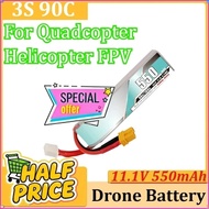 3S 90C LiPo Battery 11.1V 550mAh For Quadcopter Helicopter FPV Drone Parts Rechargeable Battery