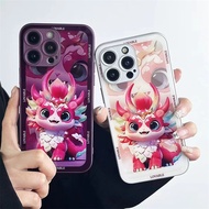 For VIVO S7 V20 Pro S12 5G V23 5G V27 Pro V27E V29 5G S15E S16 Pro S16E S17 S17E Y3 Y17 Y78 Y73S Y76S Cute Zodiac Dragon Mobile Phone Casing Metal Paint Glass Hard Protective Case
