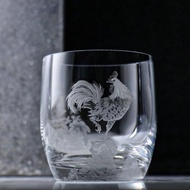 395cc 上海【Lucaris】雞鳴富貴圖中國風生肖雞 無鉛水晶威士忌杯