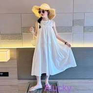 Kids Dress Baby Girl Dress Gaun Baju Budak Perempuan 3-15 Years Old White Dress Long Super Vacation 