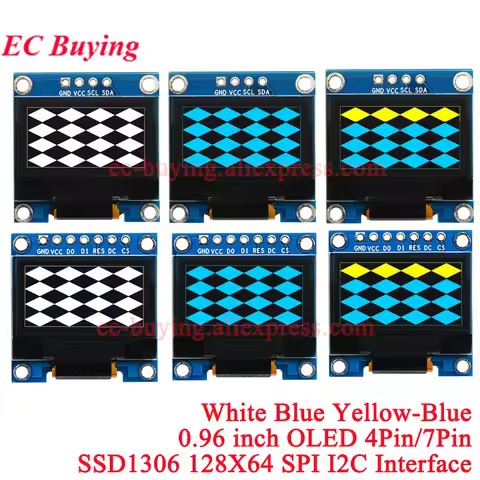 0.96 inch OLED IIC Serial White Display Module 128X64 I2C SSD1306 12864 LCD Screen Board GND VCC SCL