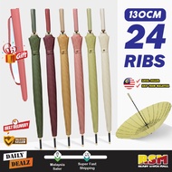 24 Ribs Long Handle Big Umbrella Anti-UV Sun Rainstorm Protector Large Surface Parasol / Payung Besa