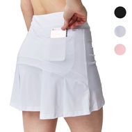 Women Sport Skort with Pocket Dance Yoga Golf Tennis Running Badminton Underneath Short Skirt High Waist Anti-glare Speed Dry Short Pants with Skirt