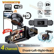 WIFI 360° DashCam 3/4 Channels Video Recorder 1080P Car DVR 24H Parking Monitor Front Right Rear Vie