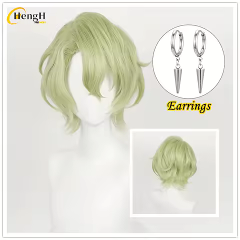In Stock Anime Tomoe Hiyori Synthetic Wig Unisex Short 30cm Yellow Green Cosplay Wig Heat Resistant 