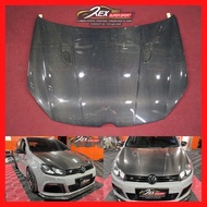 VW Volkswagen Golf MK6 Bonnet / Hood Revozport Carbon Fiber Depan TSI R GTI