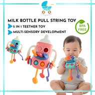 Baby Pull String Toy Milk Bottle Rattle Toys for Baby Finger Toy Baby Toys 6 Months 12month Motor Sk
