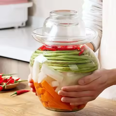 2.5/5KG Korea Glass Container Kimchi Jar Kitchen Thickened Pickled Cans Household Pickled Jar Pickle