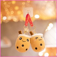 HK2 Cute Milk Tea Keychain Doll Plush Toy Bag Pendant Keyring Stuffed Dolls Cartoon Key Chain Gifts 